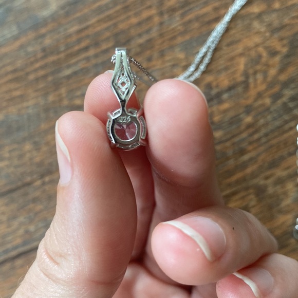 Silver and cubic zirconia necklace - Picture 4 of 5